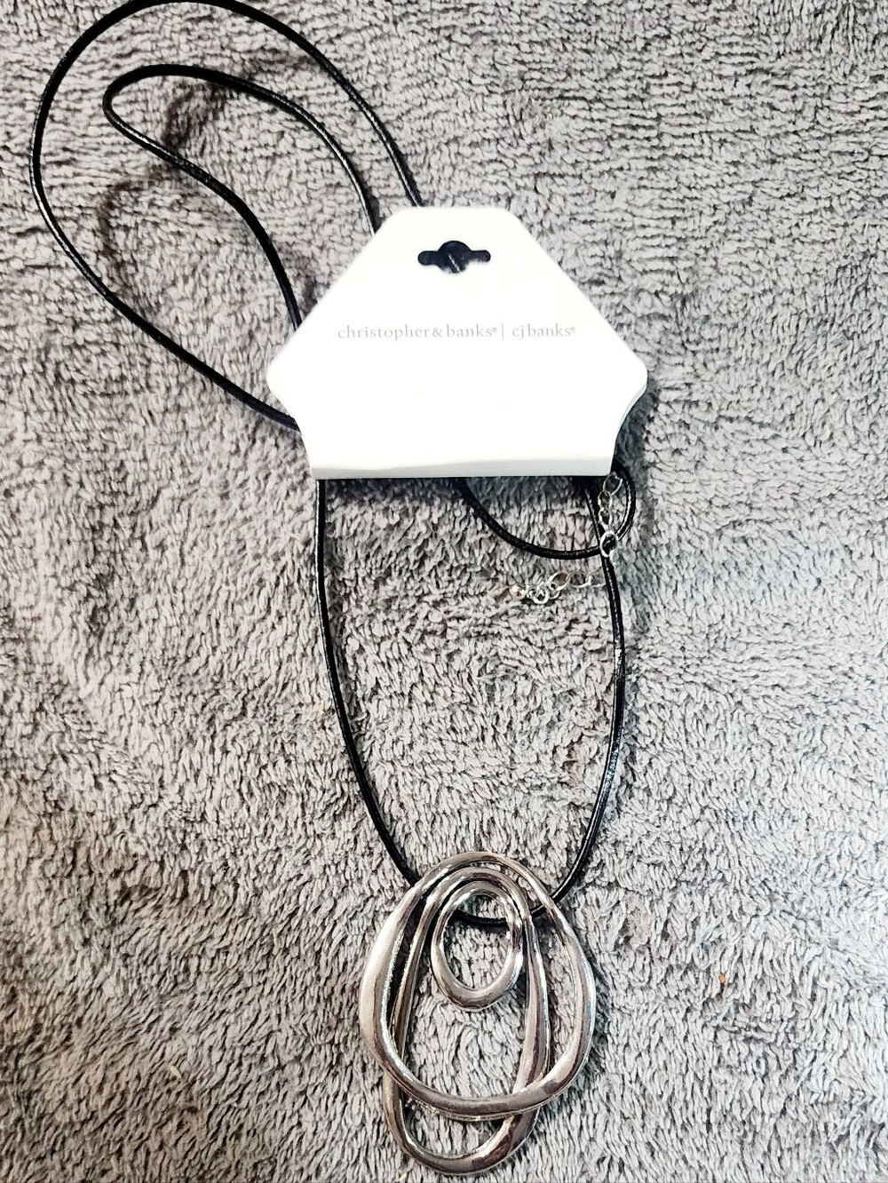 Christopher & Banks Silver Multi-Loop Pendant on Black Cord